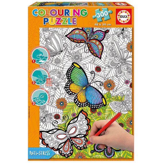 Детски пъзел за оцветяване Пеперуди Educa 21184 