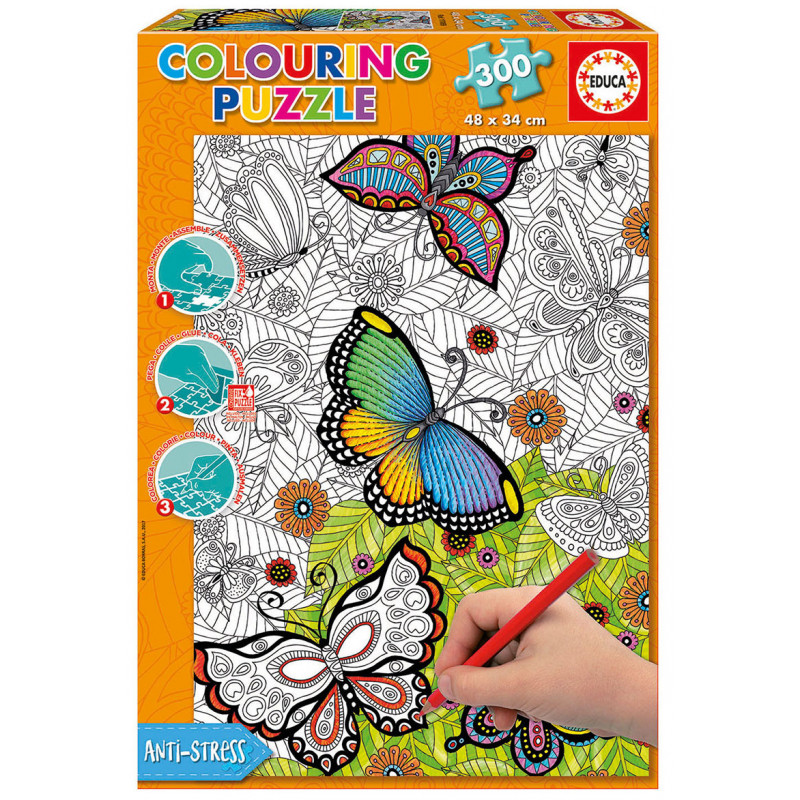 Детски пъзел за оцветяване Пеперуди  21184