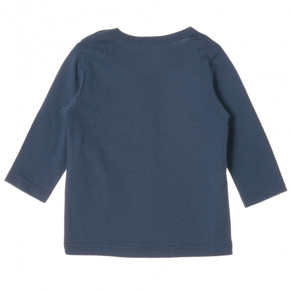 Памучна блуза за бебе с дълъг ръкав, синя Benetton 211868 4