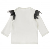 Памучна блуза за бебе с дълъг ръкав и принт, бяла Benetton 211872 4