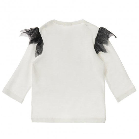 Памучна блуза за бебе с дълъг ръкав и принт, бяла Benetton 211872 4