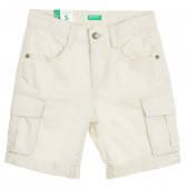 Памучен къс панталон със странични джобове, бежов Benetton 211923 
