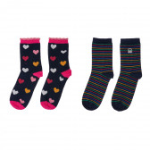 Комплект от два чифта чорапи с апликация на сърца и райе Benetton 212199 