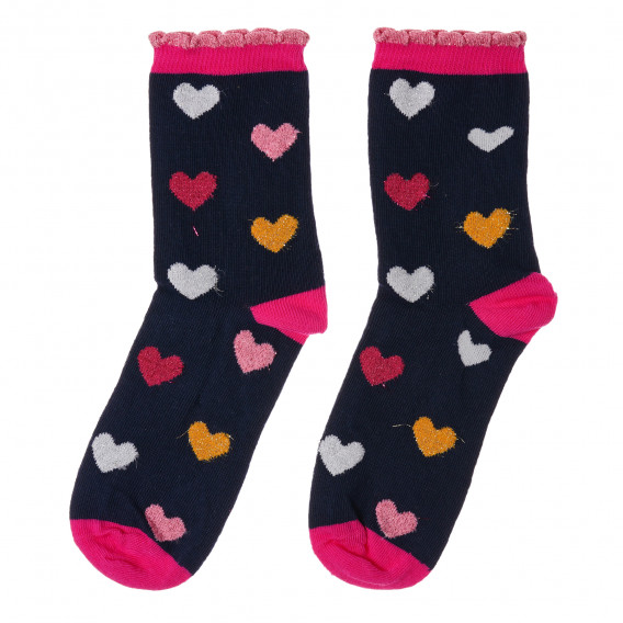 Комплект от два чифта чорапи с апликация на сърца и райе Benetton 212200 2