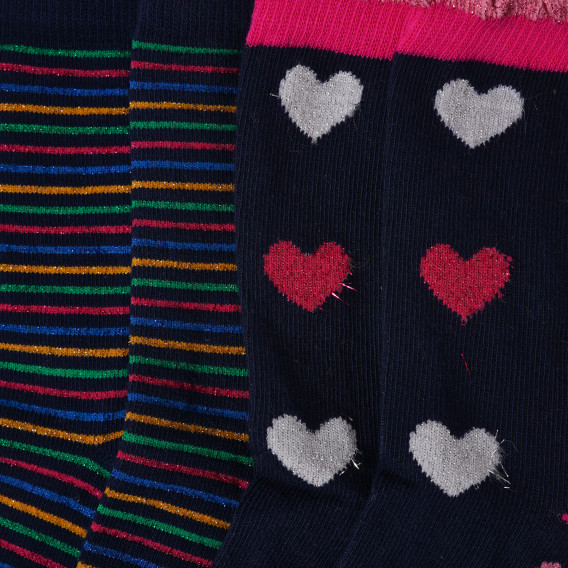 Комплект от два чифта чорапи с апликация на сърца и райе Benetton 212202 4