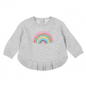 Пуловер с бродерия за бебе, сив Benetton 212319 