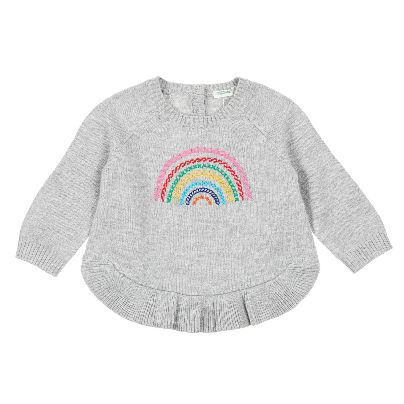 Пуловер с бродерия за бебе, сив  212319