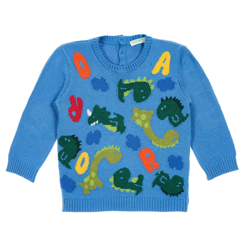 Пуловер с динозаври за бебе, син  212403