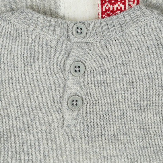 Пуловер за бебе с коледни мотиви, сив Benetton 212425 3