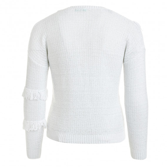 Пуловер със сребристи нишки, декориран с ресни Benetton 212436 4