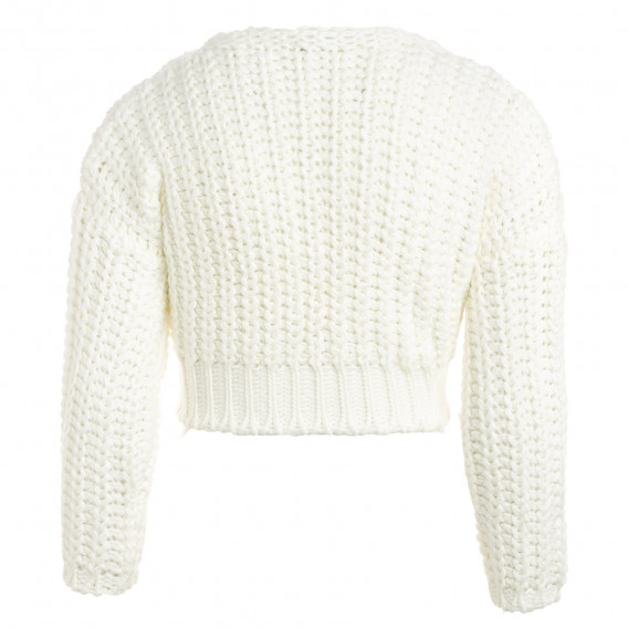 Пуловер на едра плетка с дълъг ръкав, бял Benetton 212480 4
