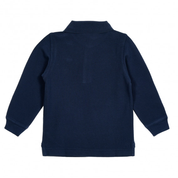 Памучна блуза с дълъг ръкав и яка, синя Benetton 212550 4
