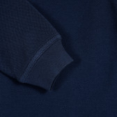 Памучна блуза с дълъг ръкав и яка, синя Benetton 212551 2