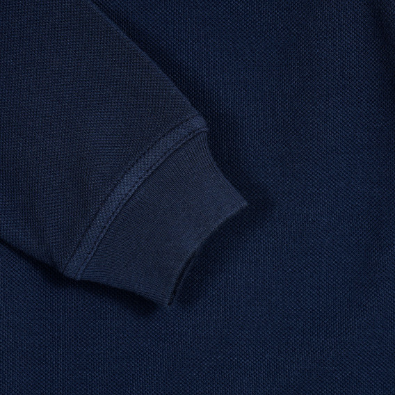 Памучна блуза с дълъг ръкав и яка, синя Benetton 212551 2