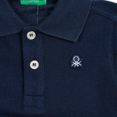 Памучна блуза с дълъг ръкав и яка, синя Benetton 212552 3