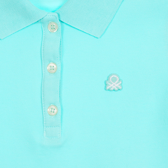 Памучна блуза с къс ръкав и логото на бранда, синя Benetton 212574 2