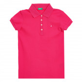 Памучна блуза с къс ръкав и логото на бранда, розова Benetton 212577 