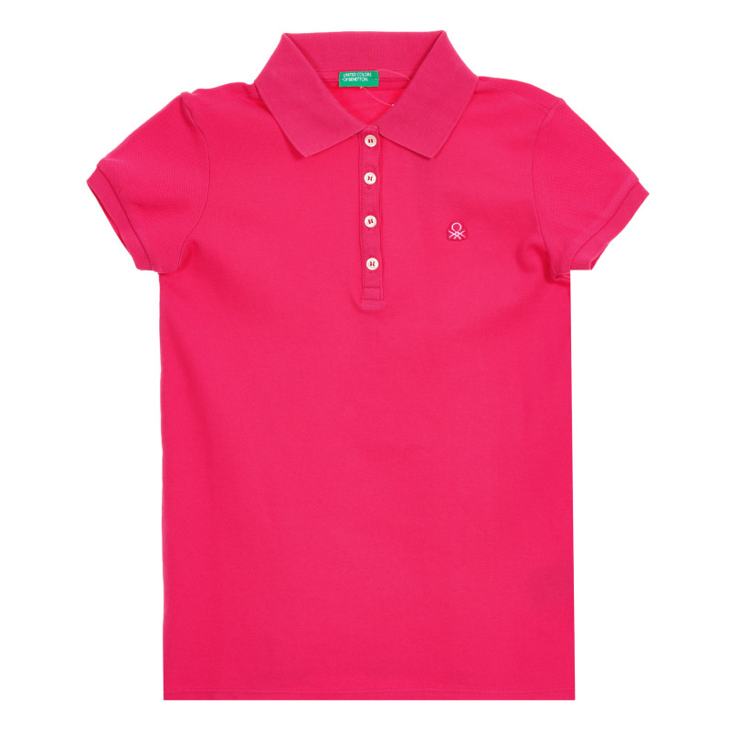 Памучна блуза с къс ръкав и логото на бранда, розова  212577