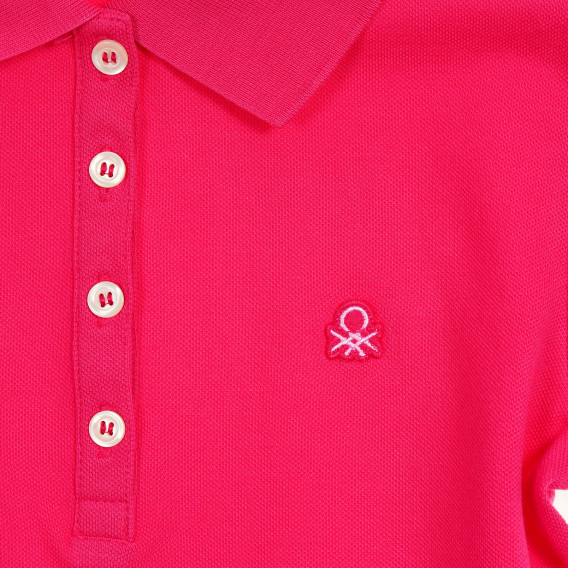 Памучна блуза с къс ръкав и логото на бранда, розова Benetton 212580 3