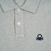 Памучна блуза с къс ръкав и логото на бранда, сива Benetton 212582 2