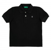 Памучна блуза с къс ръкав и логото на бранда, черна Benetton 212585 