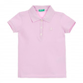 Памучна блуза с къс ръкав и логото на бранда, лилава Benetton 212601 