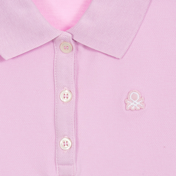 Памучна блуза с къс ръкав и логото на бранда, лилава Benetton 212602 2