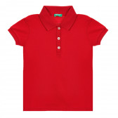 Памучна блуза с къс ръкав и логото на бранда, червена Benetton 212605 