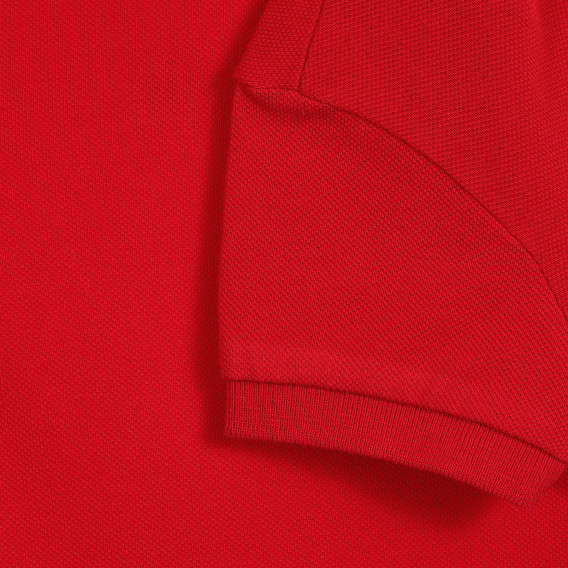 Памучна блуза с къс ръкав и логото на бранда, червена Benetton 212607 2