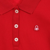 Памучна блуза с къс ръкав и логото на бранда, червена Benetton 212608 3