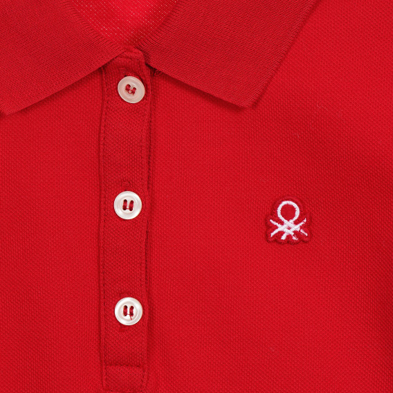 Памучна блуза с къс ръкав и логото на бранда, червена Benetton 212608 3