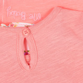 Памучна тениска с флорална апликация за бебе, розова Benetton 212659 3