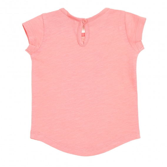 Памучна тениска с флорална апликация за бебе, розова Benetton 212660 4