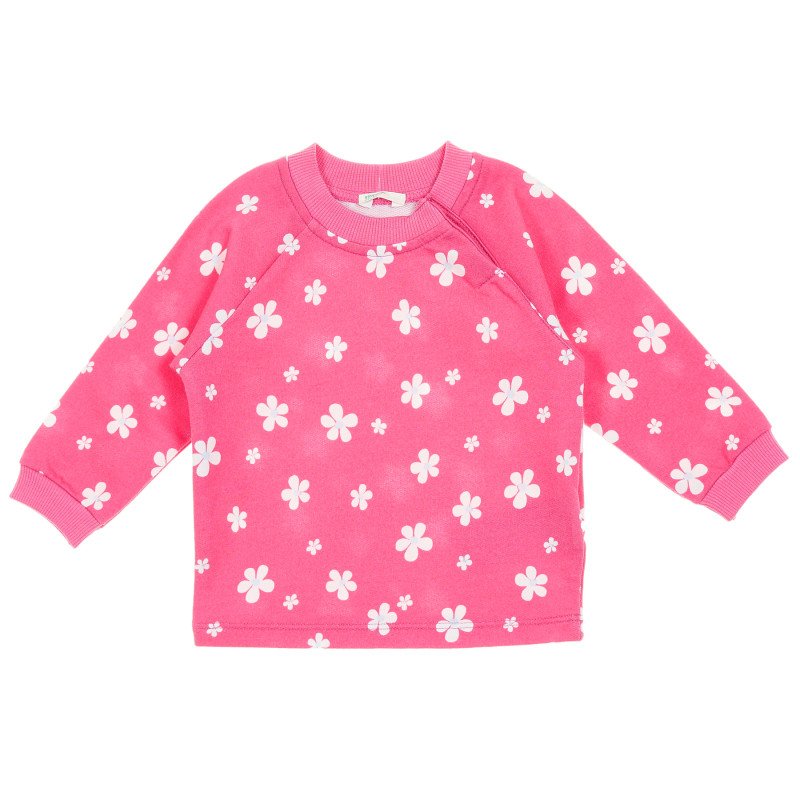 Памучна блуза с дълъг ръкав за бебе, розова  212717