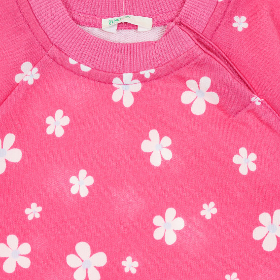 Памучна блуза с дълъг ръкав за бебе, розова Benetton 212718 2