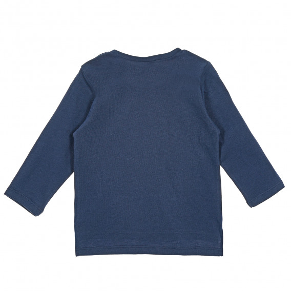 Памучна блуза с дълъг ръкав за бебе, синя Benetton 212815 4