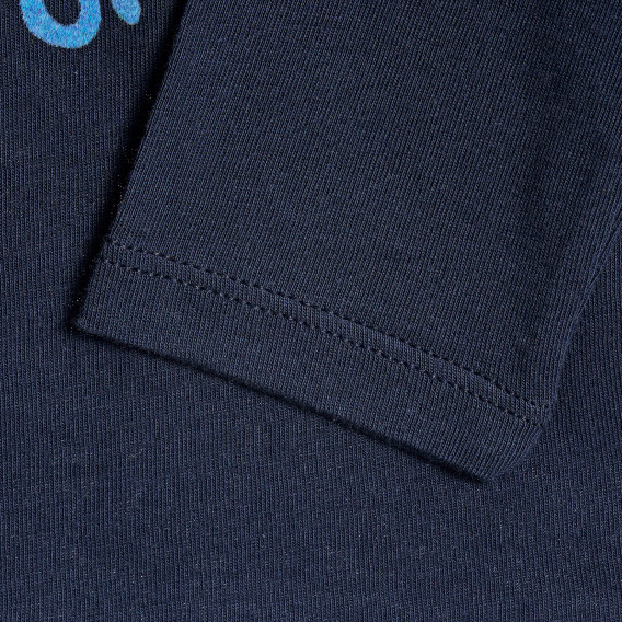 Памучна блуза с дълъг ръкав за бебе, синя Benetton 212817 3
