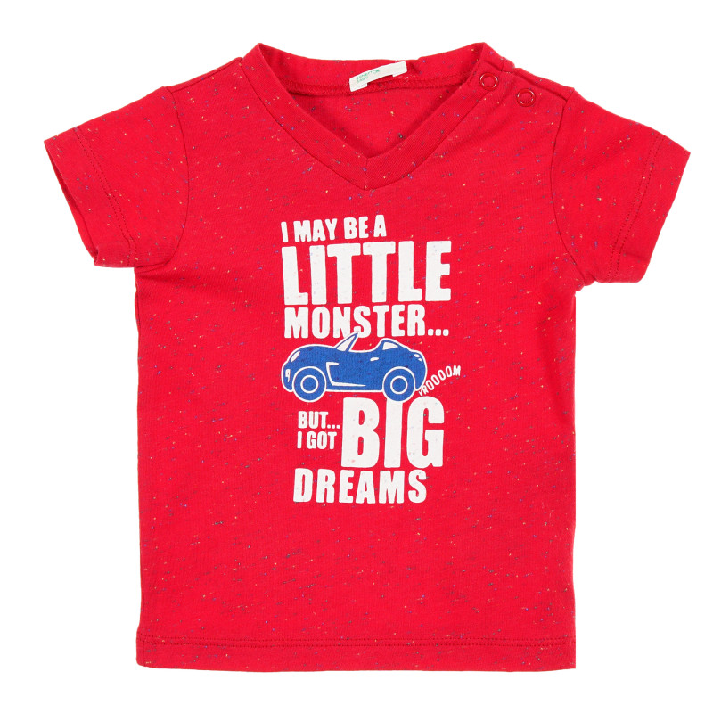 Памучна тениска за бебе с принт на пръски, червена  212984