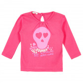 Памучна блуза за бебе с принт, розова Benetton 212988 
