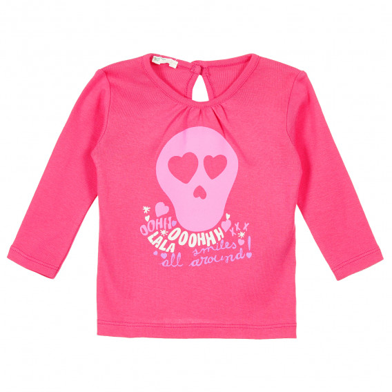 Памучна блуза за бебе с принт, розова Benetton 212988 