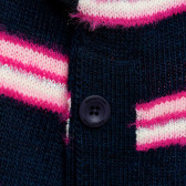 Плетен пуловер с розови райета, тъмно син Benetton 213044 2
