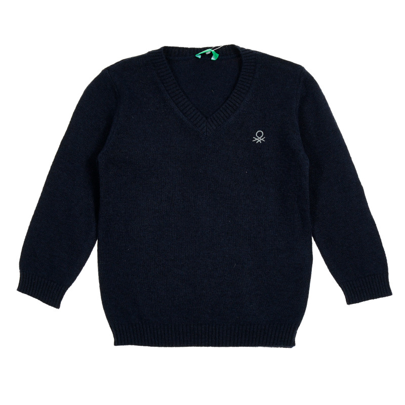 Пуловер с логото на марката, тъмно син  213212