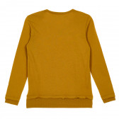 Памучна блуза с дълъг ръкав и графичен принт, кафява Sisley 213231 4