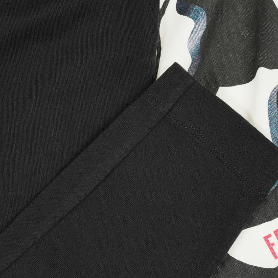 Памучен комплект с клин и блуза с дълъг ръкав за бебе, черно-бял Benetton 213271 6