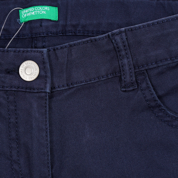 Памучни дънки с дупки на коленете, тъмно сини Benetton 213677 3