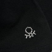 Памучна блуза с поло яка, черно Benetton 213717 3