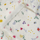 Памучен панталон с флорален принт за бебе, бял Benetton 213737 3