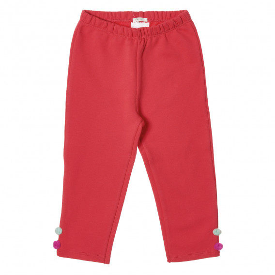 Памучен панталон с плюшени апликации за бебе, червен Benetton 213743 