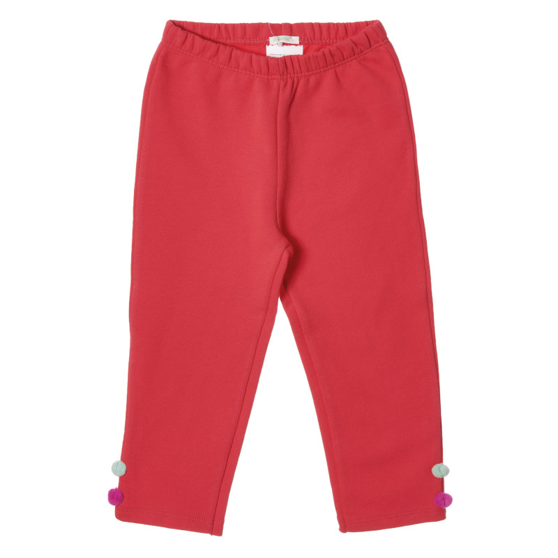 Памучен панталон с плюшени апликации за бебе, червен  213743