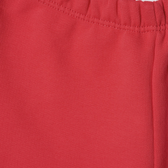 Памучен панталон с плюшени апликации за бебе, червен Benetton 213744 2